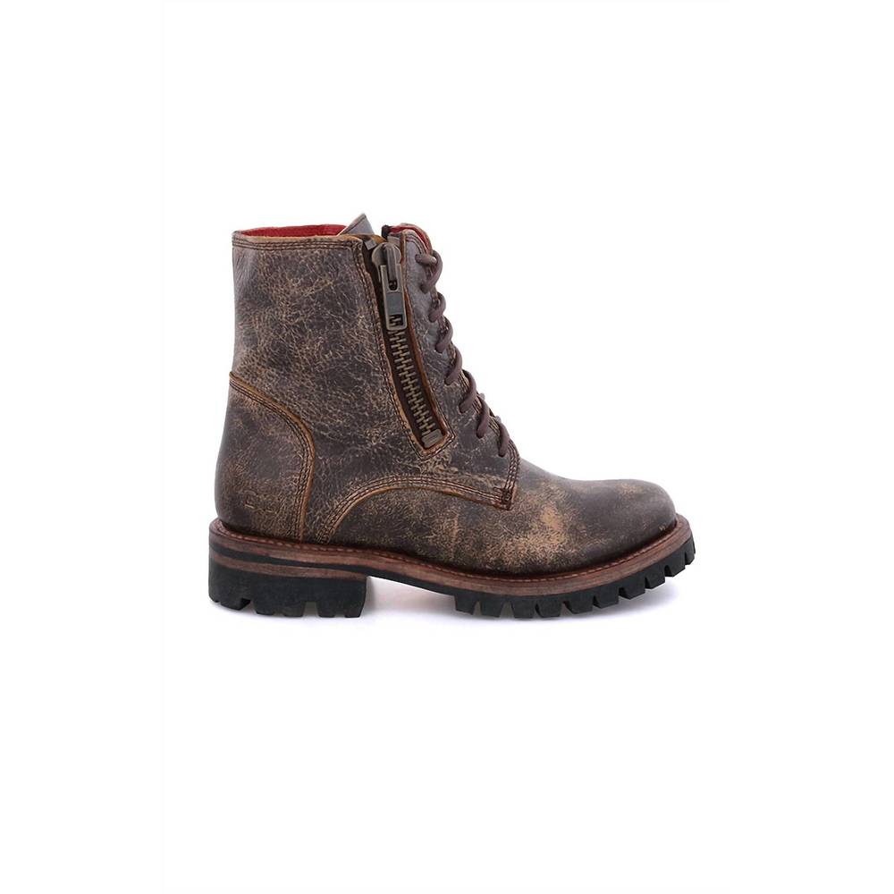 Bed Stu Distressed Brown Combat Boots - Picture 2 of 3